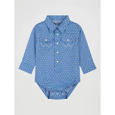 Wrangler Kids' Baby Boy's Long Sleeve Western Snap Bodysuit In Americana In Blue