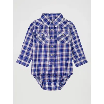 Wrangler Kids' Baby Boy's Long Sleeve Western Snap Bodysuit In Blue