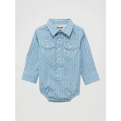 Wrangler Kids' Baby Boy's Long Sleeve Western Snap Bodysuit In Blue Jay