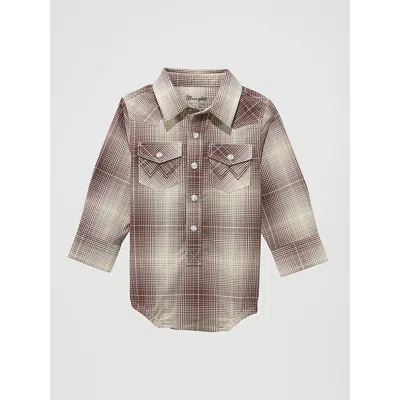 Wrangler Kids' Baby Boy's Long Sleeve Western Snap Bodysuit In Mahogany In Brown