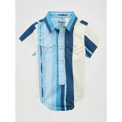 Wrangler Kids' Baby Boy Short Sleeve Brushpopper Bodysuit In Blue Clouds