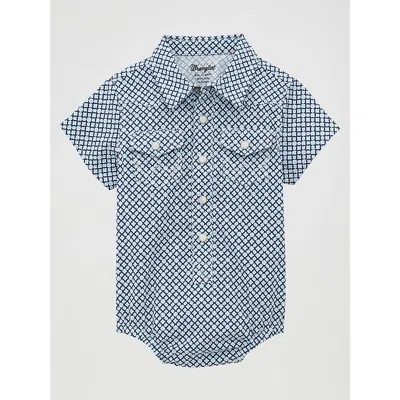 Wrangler Kids' Baby Boy Short Sleeve Western Snap Bodysuit In Blue Roads