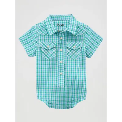 Wrangler Kids' Baby Boy Short Sleeve Western Snap Bodysuit In Bright Blue