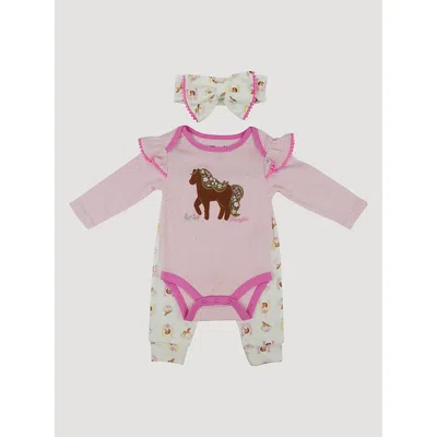 Wrangler Kids' Baby Girl Bodysuit & Jogger Set In Pony Pink