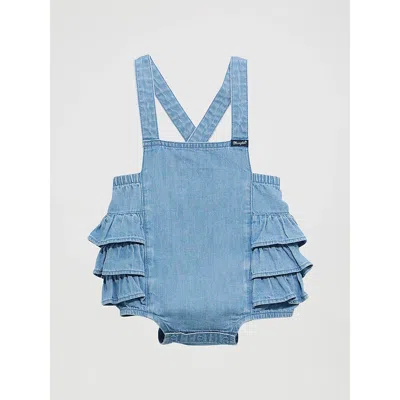 Wrangler Kids' Baby Girl's Denim Ruffle Bodysuit In Denim In Blue