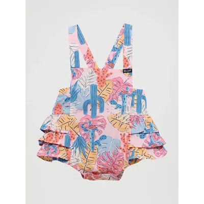 Wrangler Kids' Baby Girl's Western Printed Ruffle Bodysuit In Pink Cacti In Multi