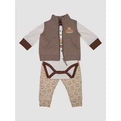 Wrangler Kids' Baby Sherpa Vest Set In Sheriff In Brown