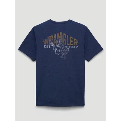 Wrangler Back Rider Pocket Graphic T-shirt In Dark Sapphire Heather In Blue
