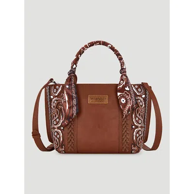 Wrangler Bandana Print Wide Mini Tote In Brown