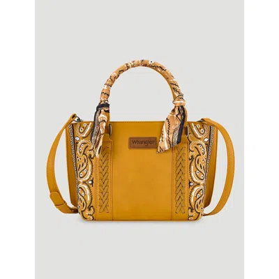 Wrangler Bandana Print Wide Mini Tote In Yellow In Orange