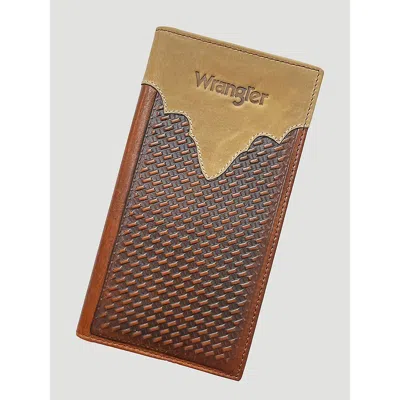 Wrangler Basketweave Leather Checkbook In Brown