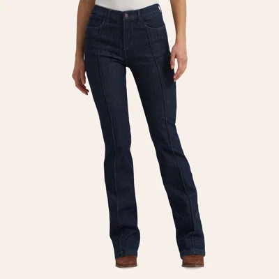 Wrangler Bespoke Women's Camryn Dark Wash Pintuck Bootcut Jeans In Dark Stonewash