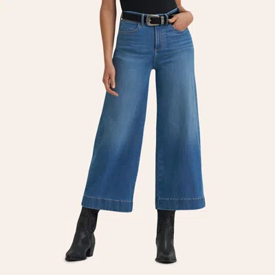 Wrangler Bespoke Women's Miranda High Rise Wide Leg 28" Crop Jeans In Blue