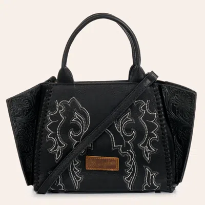 Wrangler Black Boot Stitched Small Crossbody Tote