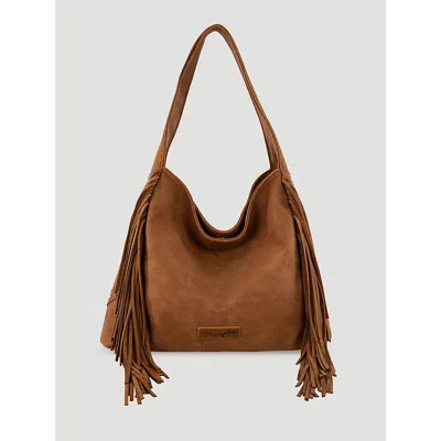 Wrangler Boho Fringe Suede Bag In Brown
