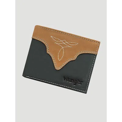 Wrangler Boot Stitch Bifold Wallet In Black/tan In Multi