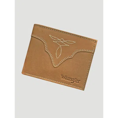 Wrangler Boot Stitch Bifold Wallet In Tan In Brown