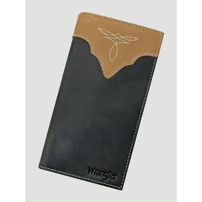 Wrangler Boot Stitch Trim Trifold Wallet In Black/tan In Multi