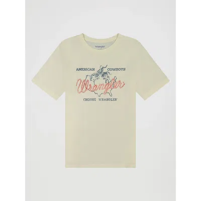 Wrangler Kids' Boy's American Cowboys Graphic T-shirt In Antique White Heather