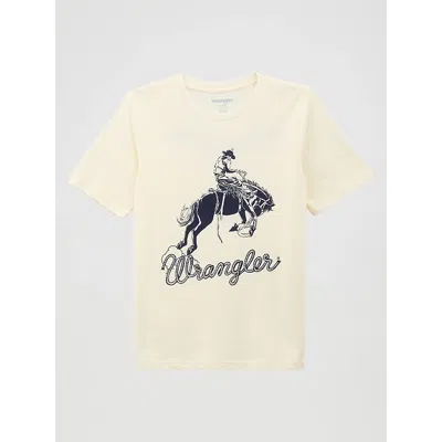 Wrangler Kids' Boy's Bronc Rider Dual Graphic T-shirt In Antique White Heather