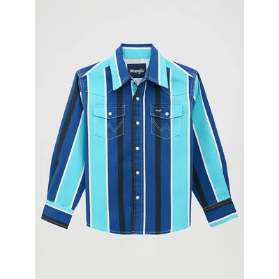 Wrangler Kids' Boy's Brushpopper Western Snap Shirt In Blue Raspberry