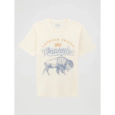 Wrangler Kids' Boy's Buffalo Graphic T-shirt In Antique White Heather In Gray