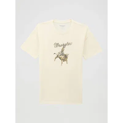 Wrangler Kids' Boy's Bull Rider Graphic T-shirt In Antique White Heather In Brown