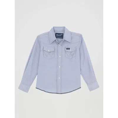 Wrangler Kids' Boy's Cowboy Cut® Western Snap Shirt In Blue Chambray