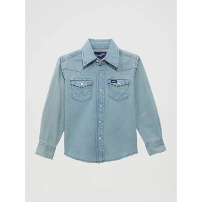 Wrangler Kids' Boy's Cowboy Cut® Western Snap Shirt In Denim In Blue