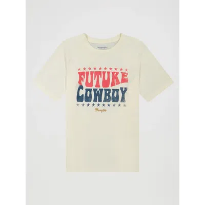Wrangler Kids' Boy's Future Cowboy Graphic T-shirt In Antique White Heather