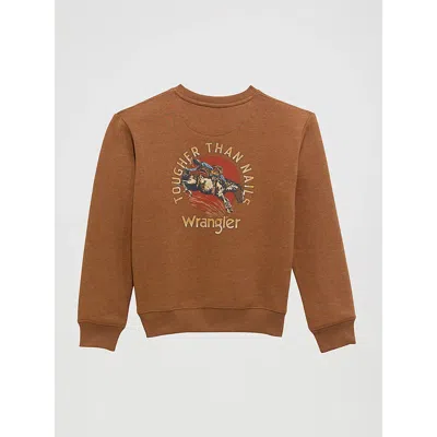 Wrangler Kids' Boy's Graphic Pullover Sweatshirt In Nails Brown