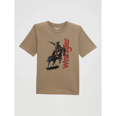 Wrangler Kids' Boy's Logo Front Graphic T-shirt In Cowboy Tan In Brown