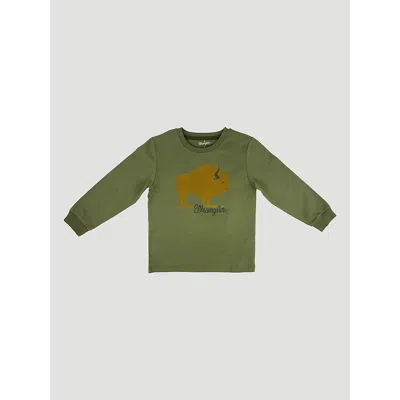 Wrangler Kids' Boy's Long Sleeve Graphic T-shirt In Bison Green