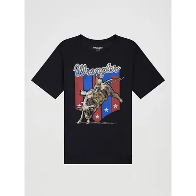 Wrangler Kids' Boy's Maverick Bronco Graphic T-shirt In Jet Black Heather