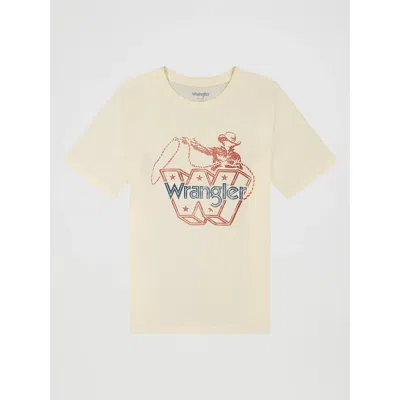 Wrangler Kids' Boy's Ropin W Graphic T-shirt In Antique White Heather