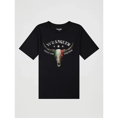 Wrangler Kids' Boy's Vaquero Heritage Graphic T-shirt In Jet Black Heather