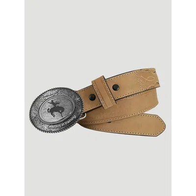 Wrangler Kids' Boy's Western Buckle Boot Stitch Belt In Tan In Brown
