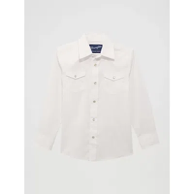Wrangler Kids' Boy's White Long Sleeve Dress Western Snap Shirt In White