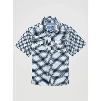Wrangler Kids' Boy's ® 20x® Advanced Comfort Short Sleeve Western Snap Shirt In Blue Roads
