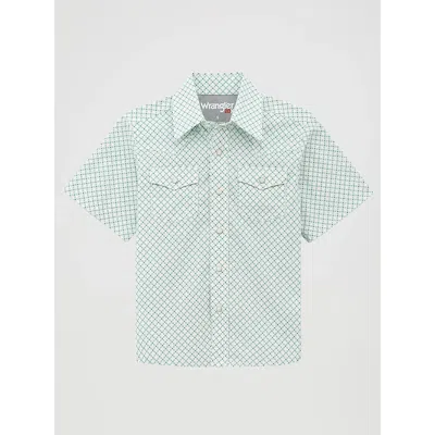Wrangler Kids' Boy's ® 20x® Advanced Comfort Short Sleeve Western Snap Shirt In Green Crossings