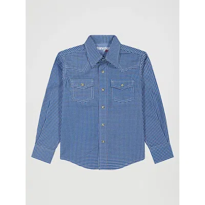 Wrangler Kids' Boy's ® 20x® Advanced Comfort Western Snap Print Shirt In Midnight Blue