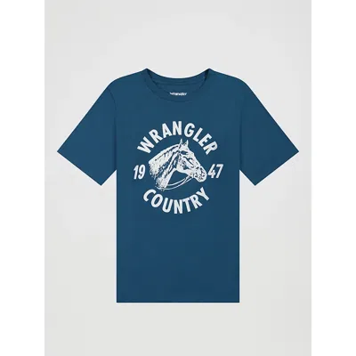 Wrangler Kids' Boy's  Country Graphic T-shirt In Stargazer Heather In Blue