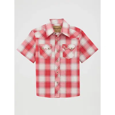 Wrangler Kids' Boy's  Retro® Short Sleeve Western Snap Shirt In Cherry In Red
