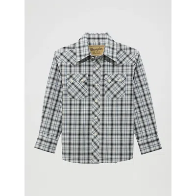 Wrangler Kids' Boy's  Retro® Western Snap Plaid Shirt With Front Sawtooth Pockets In Pine Black