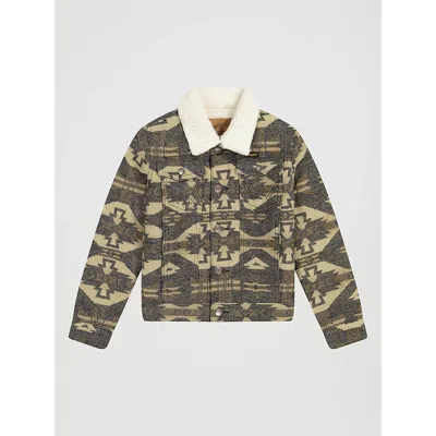 Wrangler Kids' Boy's ® Sherpa Lined Jacquard Print Jacket In Elmwood In Multi