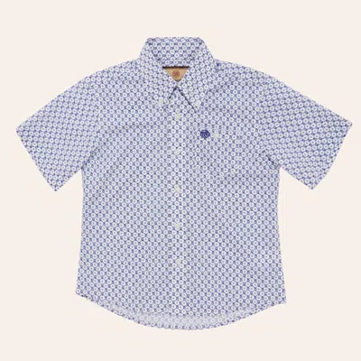 Wrangler Boys' Classic Blue & White Geo Print Shirt