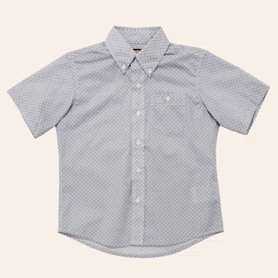 Wrangler Boys' Classic Gray Geo Print Shirt In White