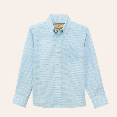Wrangler Boys' Sky Blue Geo Print Long Sleeve Shirt