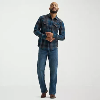 Wrangler Broken Twill Mens Long Sleeve Regular Fit Button-down Shirt In Blue