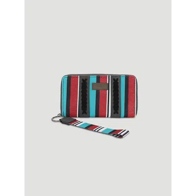 Wrangler Brushpopper Stripe Mini Wristlet In Turquoise/red In Multi